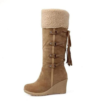 Botas de Nieve Altas con Tacón de Cuña - Cálidas y Elegantes para Invierno