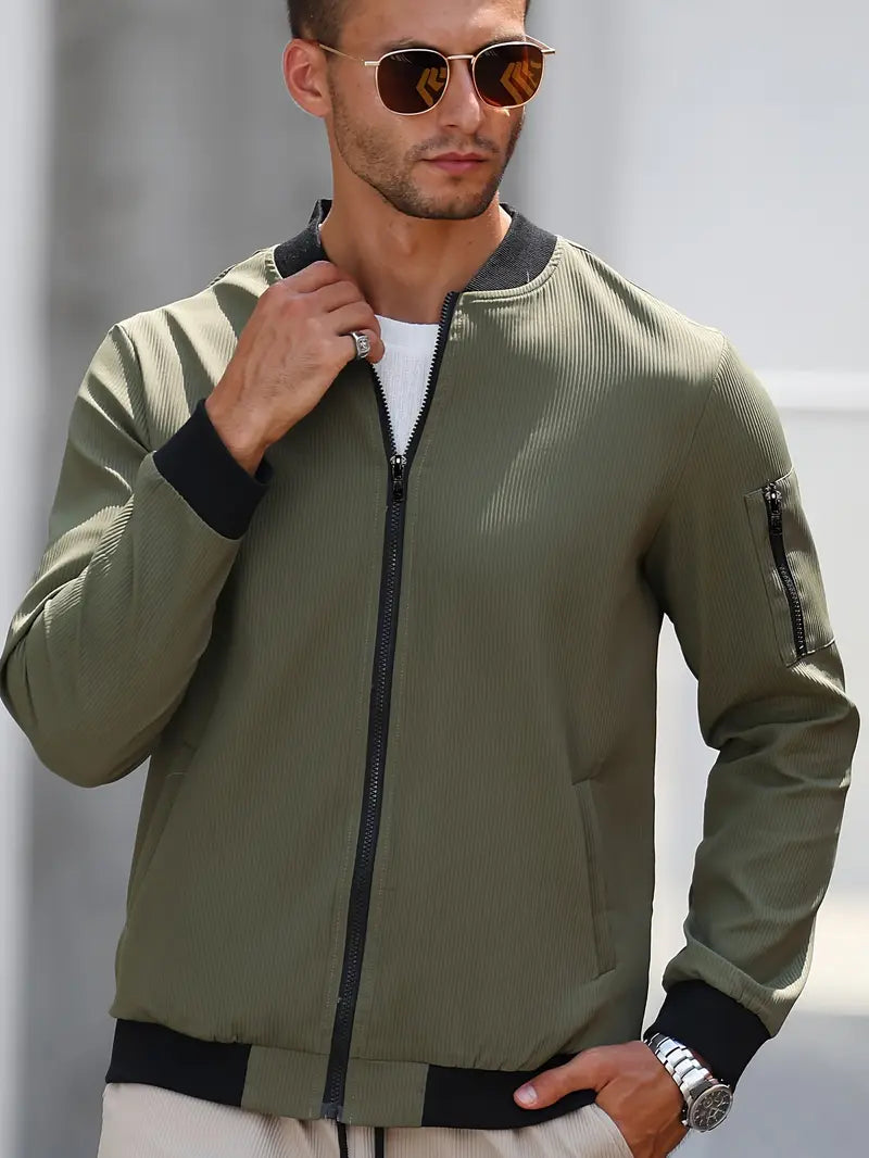 Cazadora bomber con cremallera para hombre