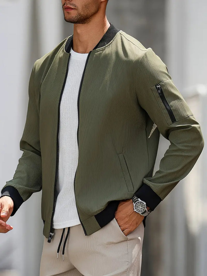 Cazadora bomber con cremallera para hombre