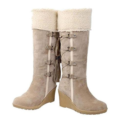 Botas de Nieve Altas con Tacón de Cuña - Cálidas y Elegantes para Invierno