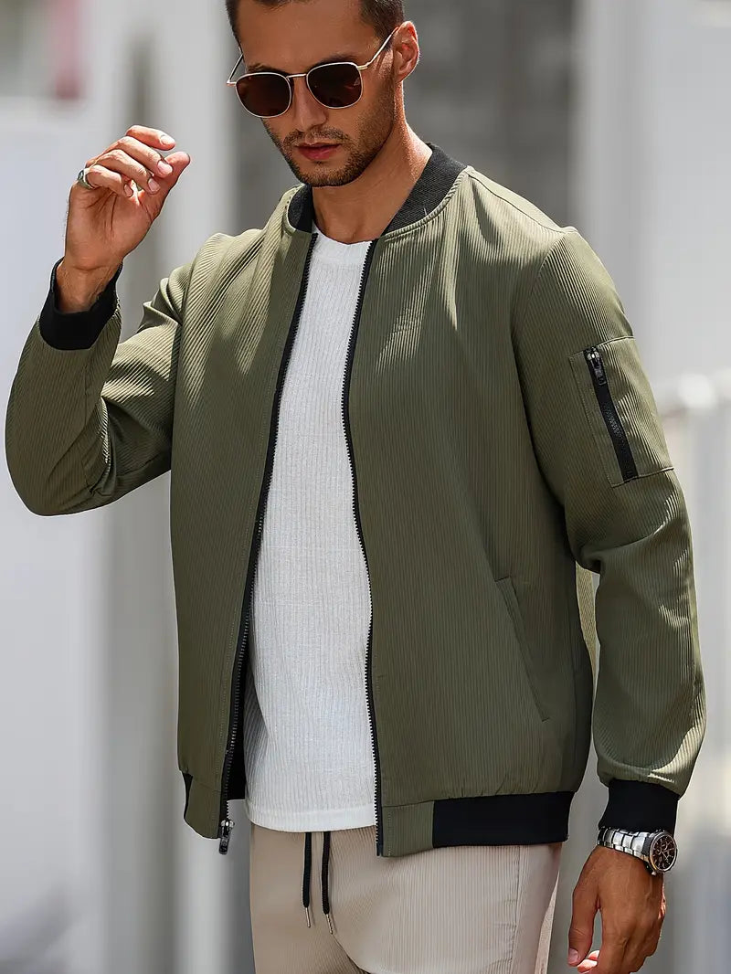 Cazadora bomber con cremallera para hombre