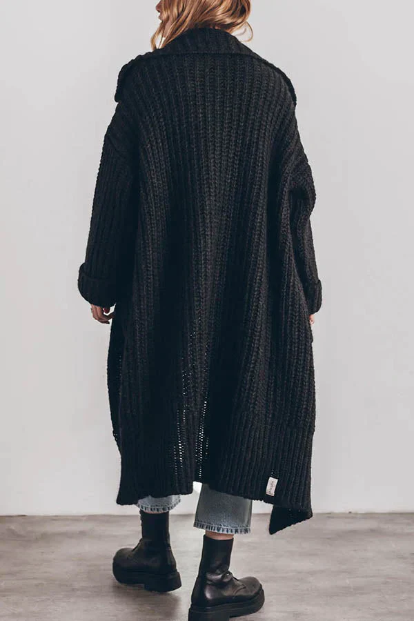 Suave y Acogedor Cárdigan Midi Oversized de Punto con Botones