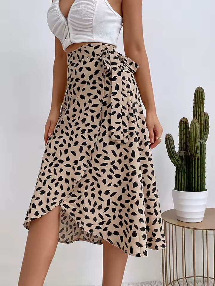 Falda envolvente boho para mujer con lazo lateral