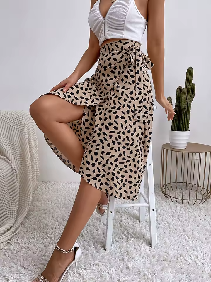 Falda envolvente boho para mujer con lazo lateral