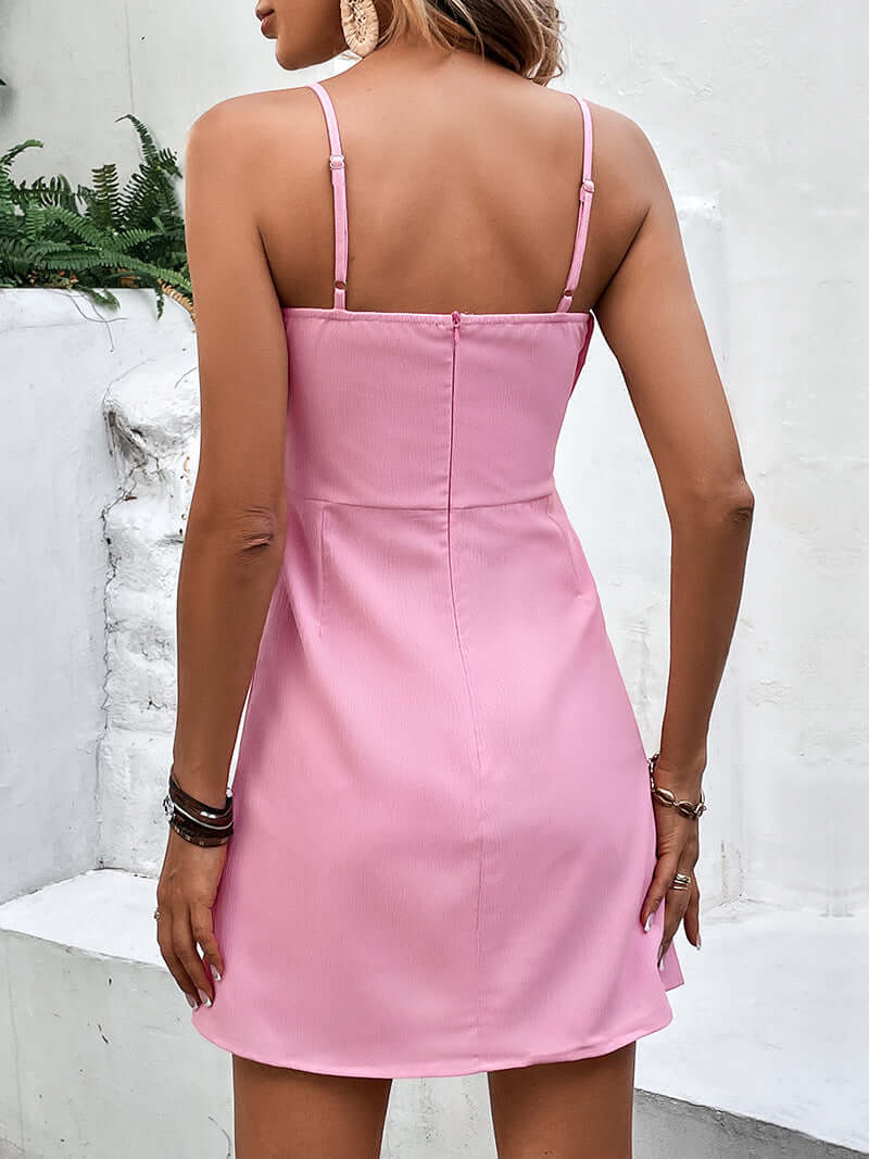 Vestido Corto Con Lazo – Tirantes Finos Y Corte En A, Ideal Para El Verano