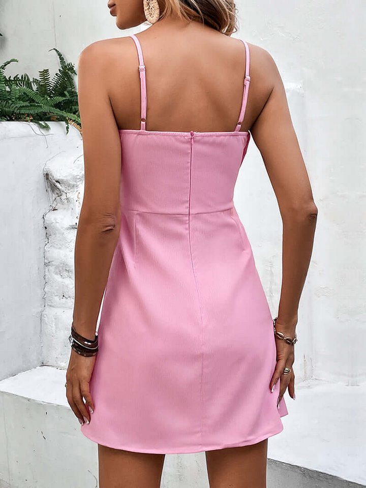 Vestido Corto Con Lazo – Tirantes Finos Y Corte En A, Ideal Para El Verano