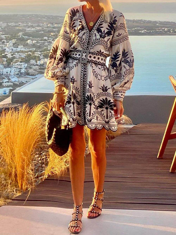 Vestido corto playero estampado floral suelto – túnica ligera de verano