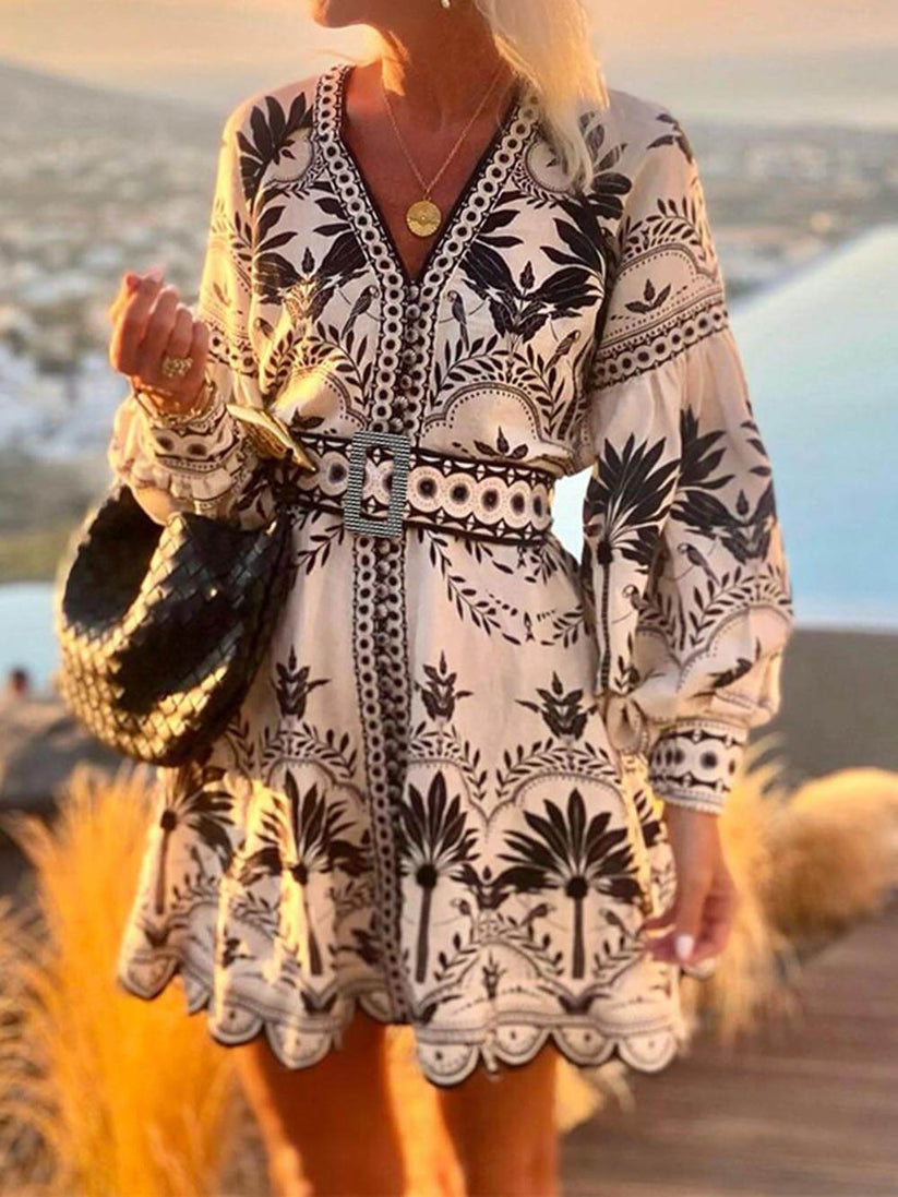 Vestido corto playero estampado floral suelto – túnica ligera de verano