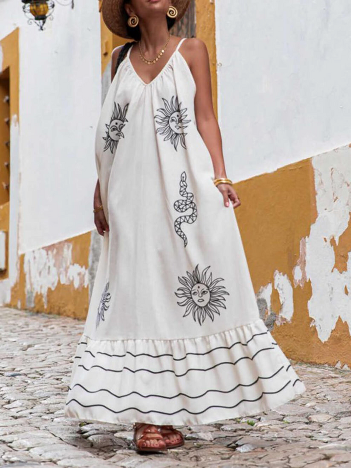 Vestido Étnico De Verano Con Escote En Pico Y Estilo Bohemio
