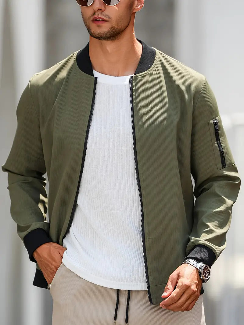 Cazadora bomber con cremallera para hombre