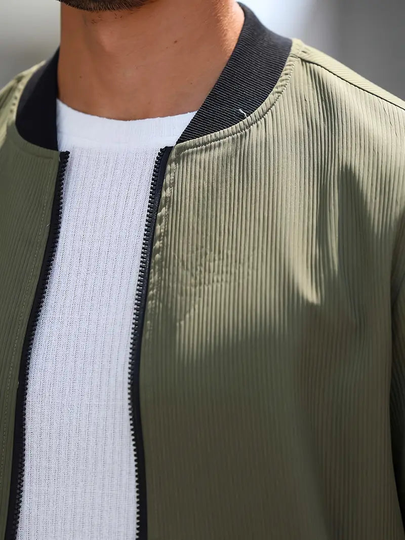 Cazadora bomber con cremallera para hombre